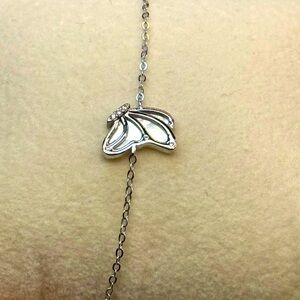 BMP6 Handmade Rainbow White Mother of Pearl Butterfly Bracelet 18KWhiteGold S925